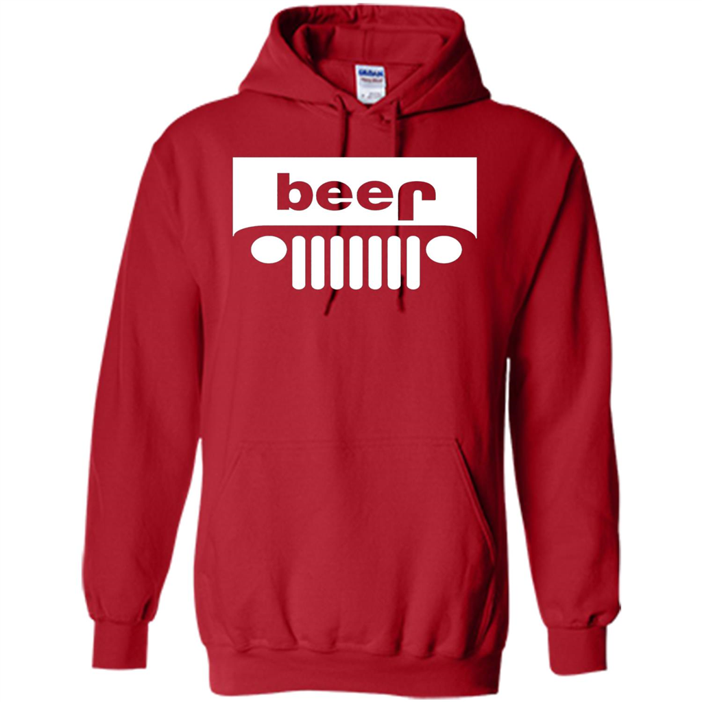 Funny Drinking T-shirt Adult Beer Jeep Red
