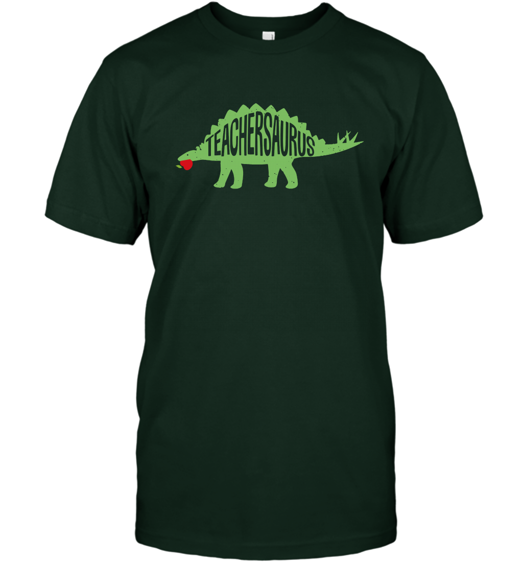 Teachersaurus Teacher Saurus Shirt T-Shirt T-Shirt Forest Green