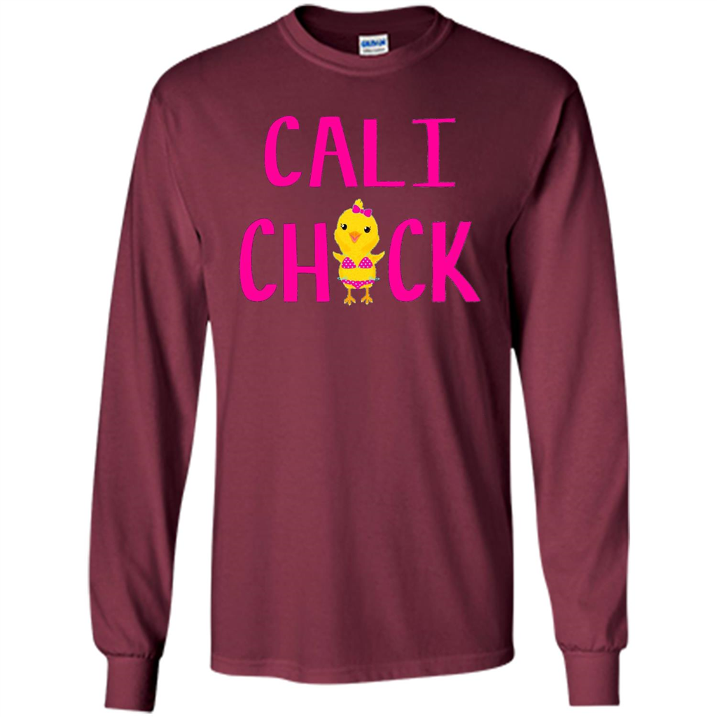 Cali Chick Cute Bikini Yellow Bird Funny T-shirt Maroon