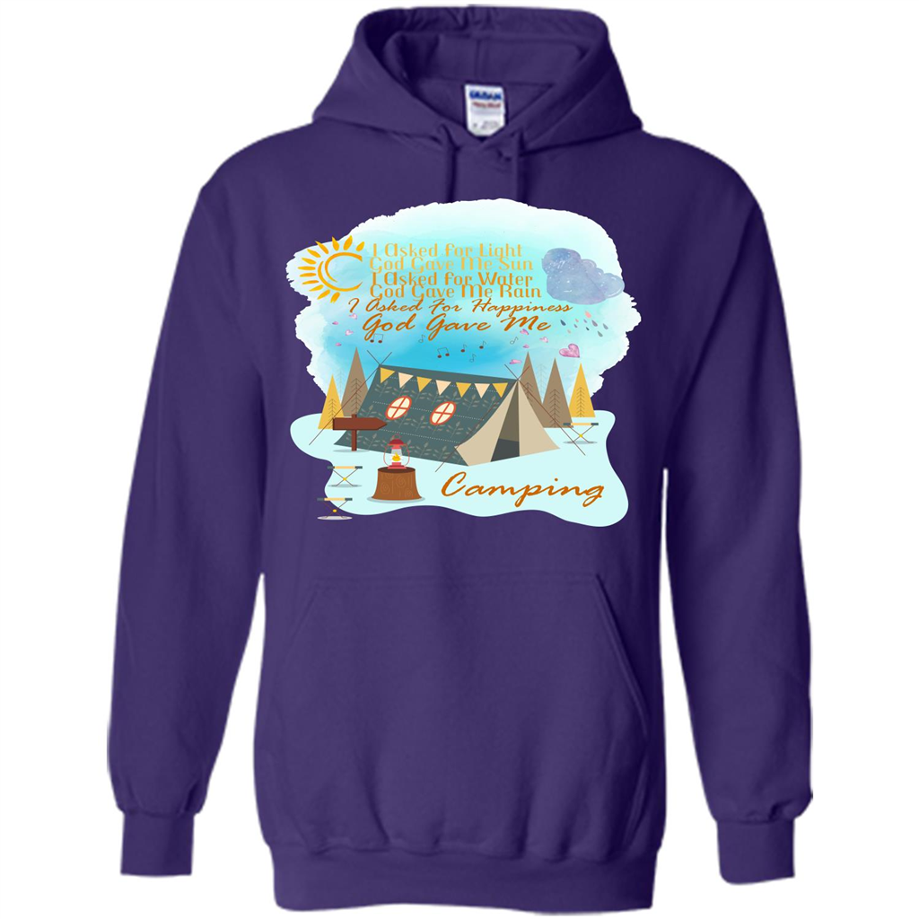 Camping T-shirt I Asked For Happiness God Gave Me Camping Purple