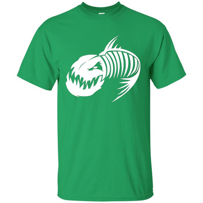 Fisherman Gift T-shirt Badass Fish Bone Skeleton Irish Green