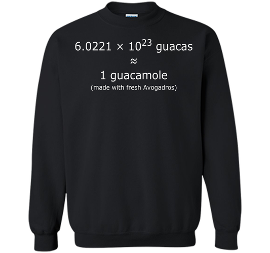 Avogadro's number Guacamole T-shirt for Chemists, Scientists cool shirt Black