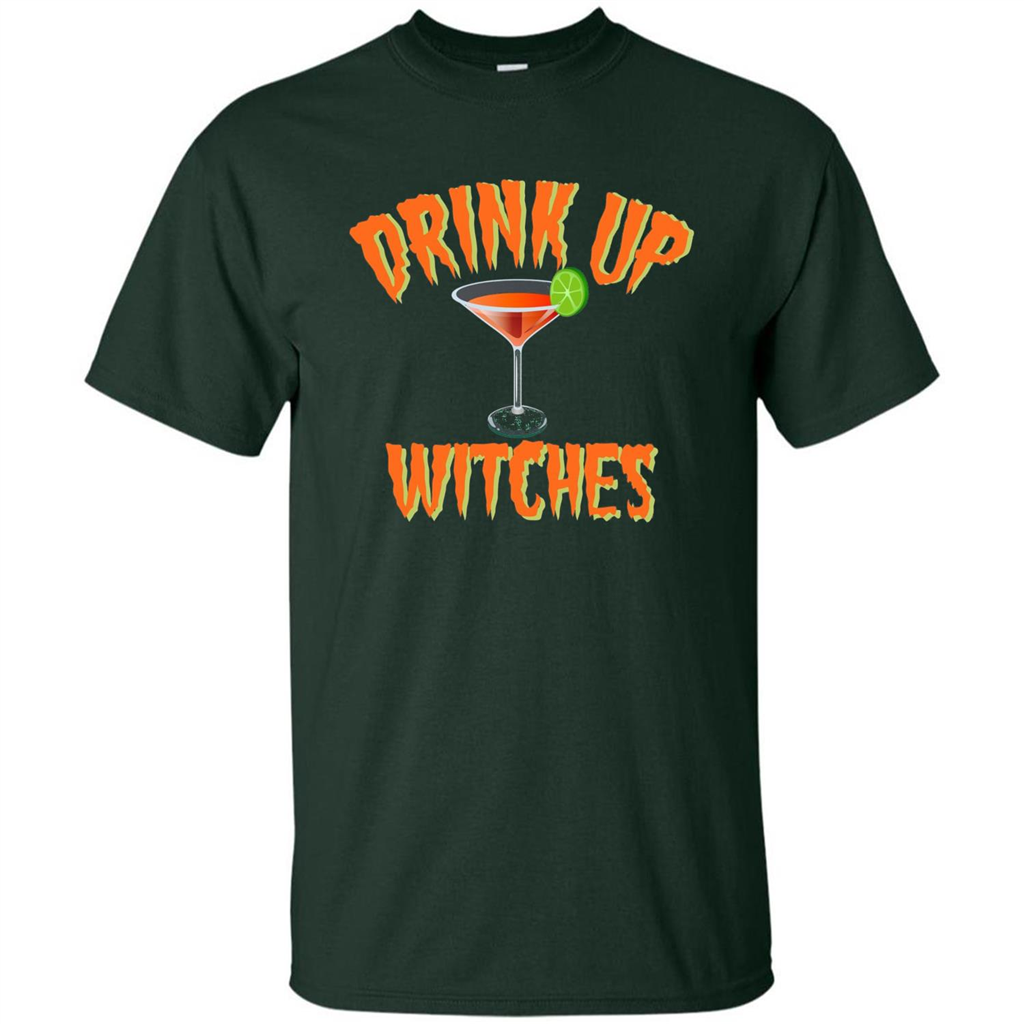 Halloween Drink Up Witches Martini Coctail T-Shirt Forest Green