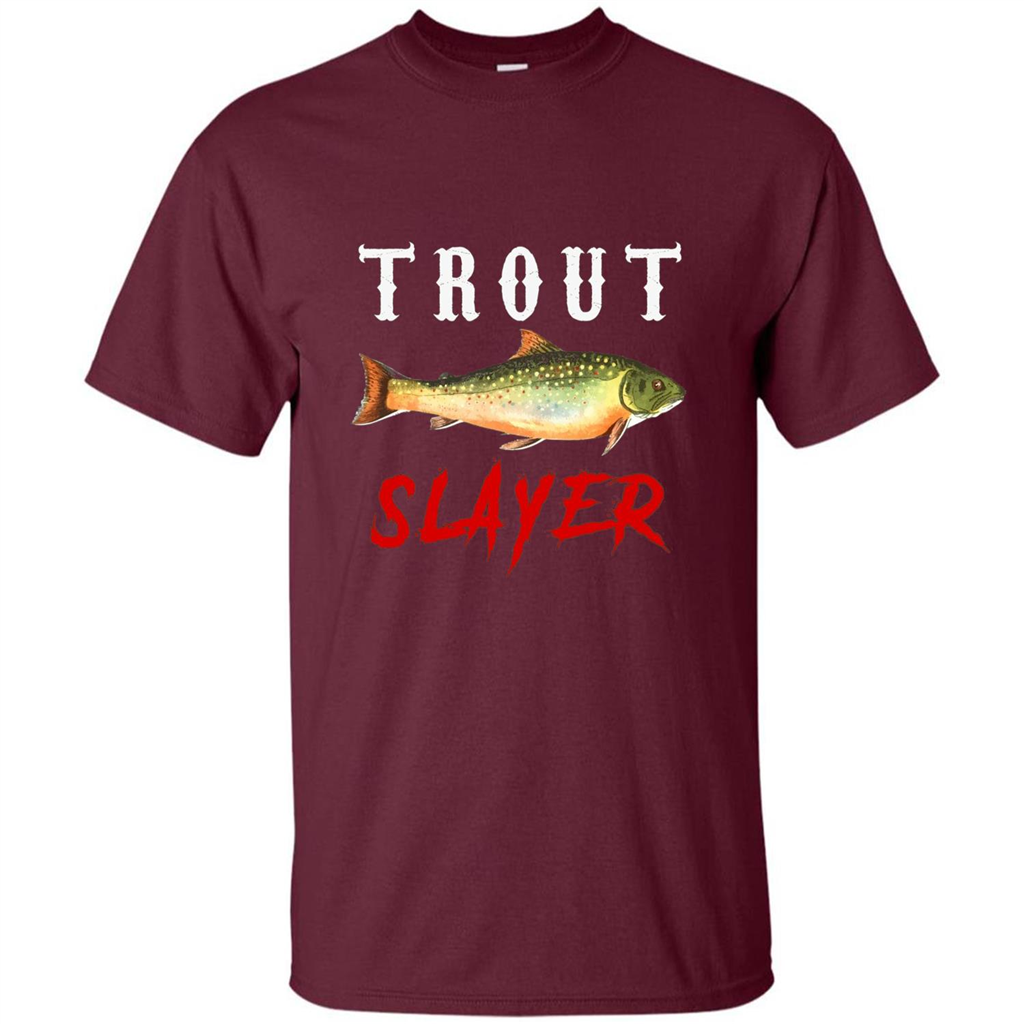 Fisherman T-shirt Trout Slayer T-Shirt Maroon