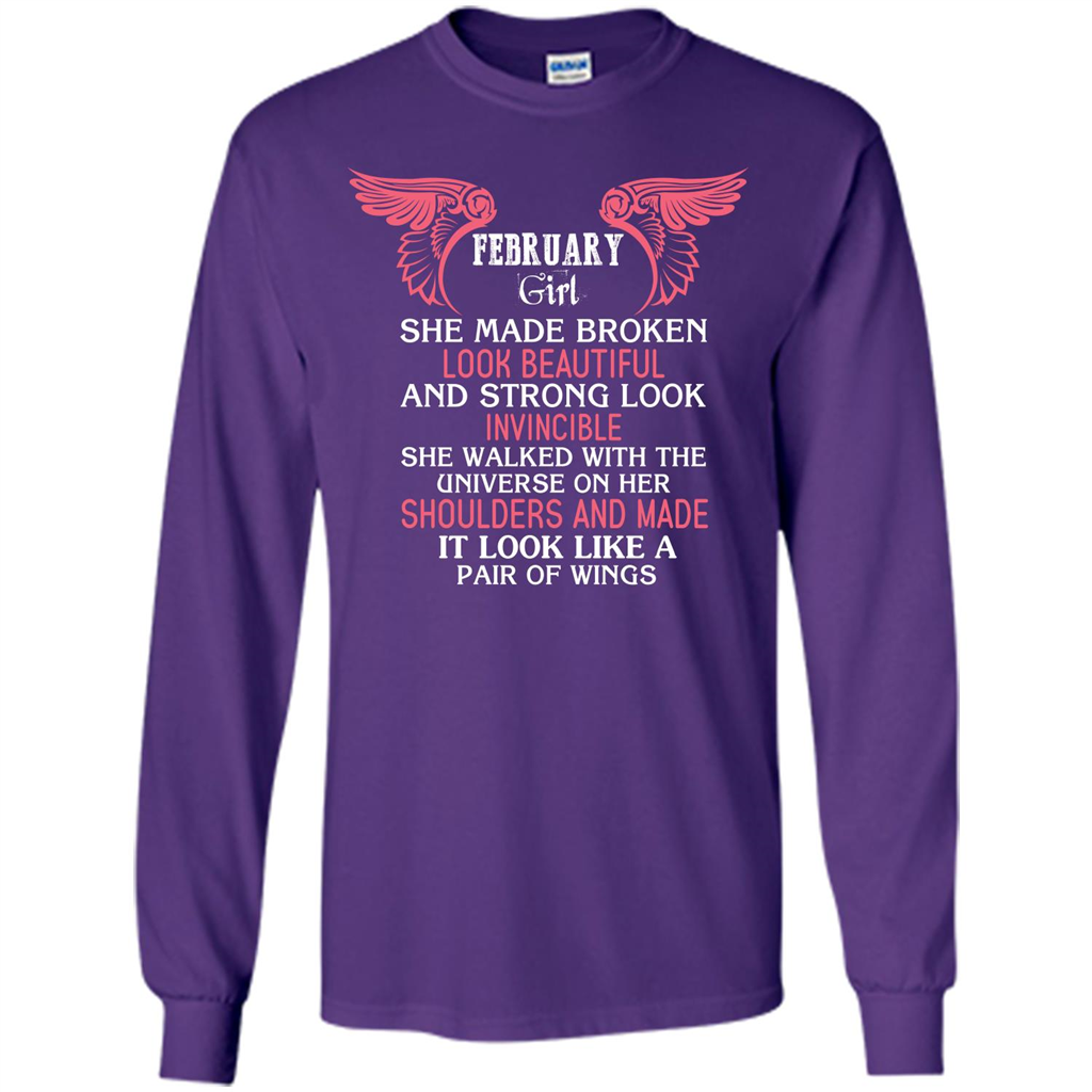 February Girl She Made Broken Look Beautiful T-shirt Purple