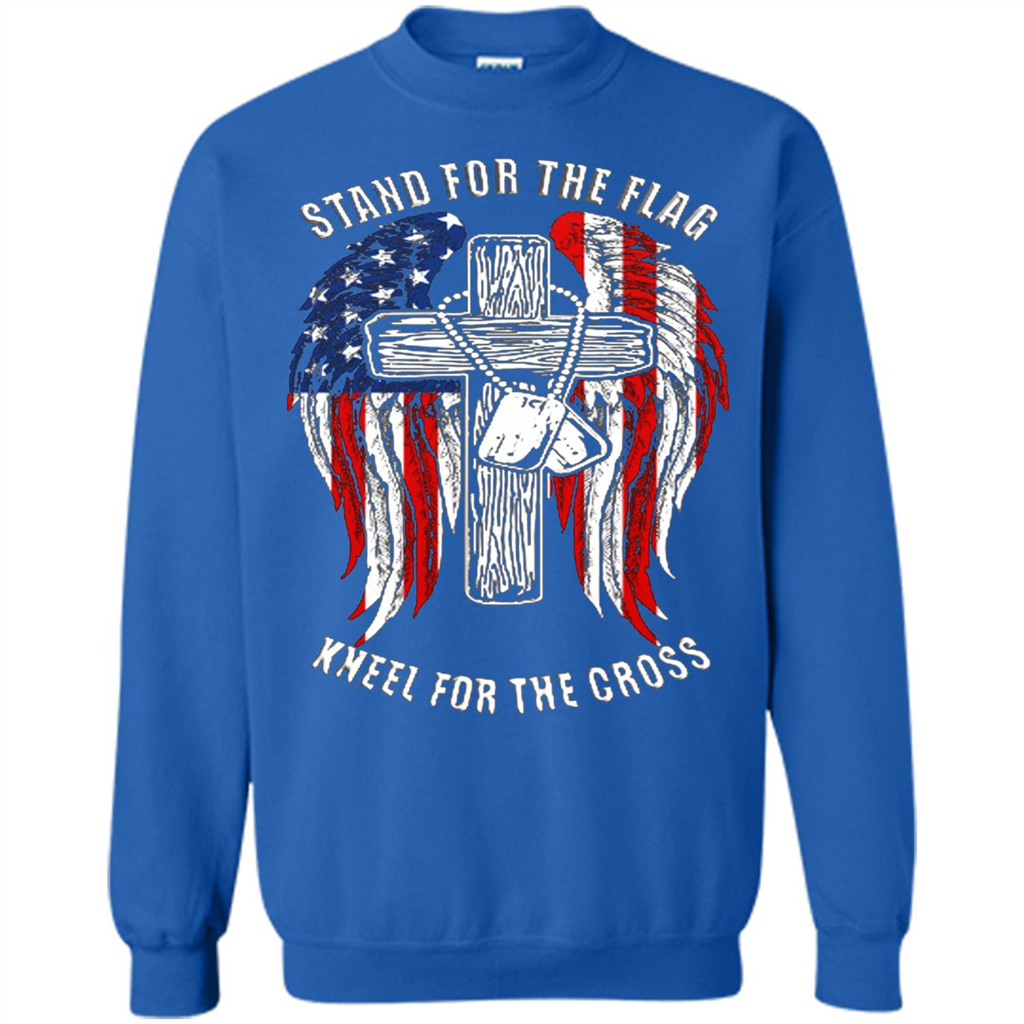 Military T-shirt Stand For The Flag Kneel For The Cross Royal