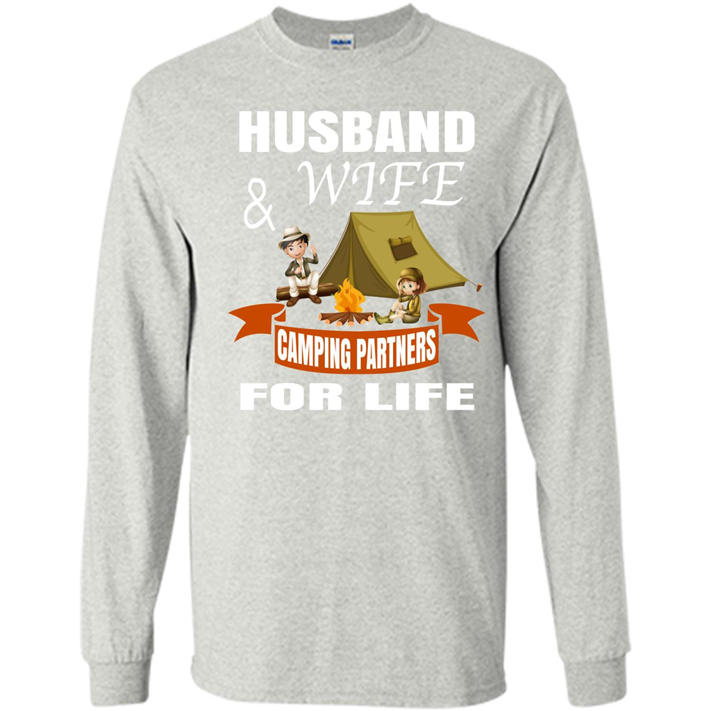 Camping Family T-shirt Husband And Wife Camping Partners For LIfe Ash