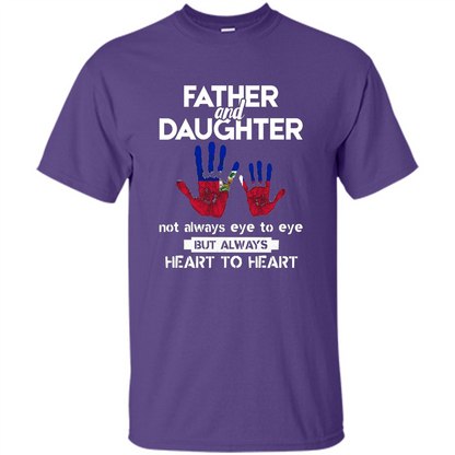 Father And Daughter Father's Day T-shirt Heart To Heart Purple