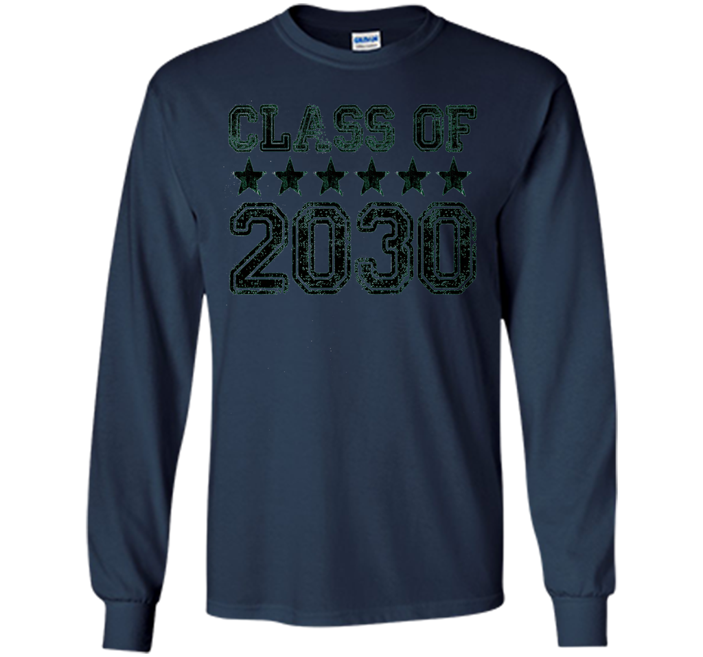 Class of 2030 Grow With Me T-Shirt - Kindergarten, White t-shirt Navy