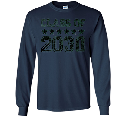 Class of 2030 Grow With Me T-Shirt - Kindergarten, White t-shirt Navy