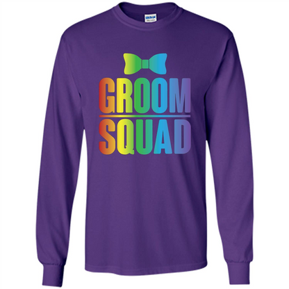 Groom Squad Bachelor Party Rainbow Bowtie T-Shirt Purple