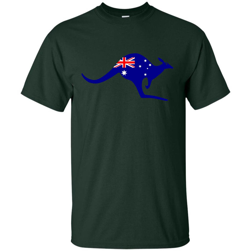 Australian Flag Kangaroo T-shirt Australia Vacation T-shirt Forest Green