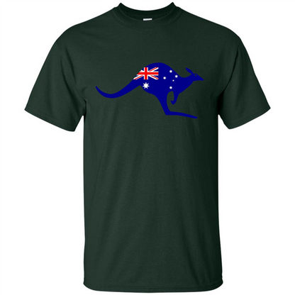 Australian Flag Kangaroo T-shirt Australia Vacation T-shirt Forest Green