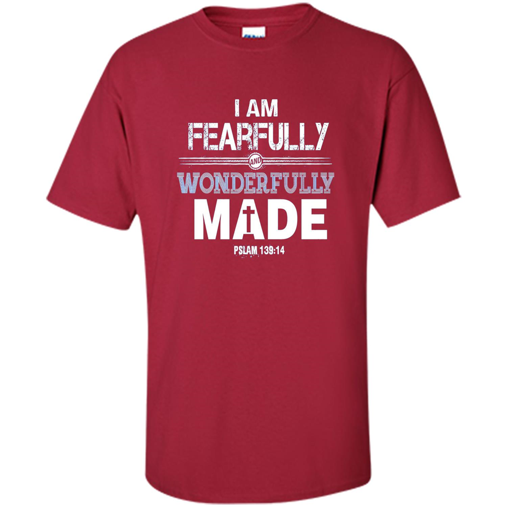 Christian T-shirt I Am Fearfully And Wonderfully Made Cardinal