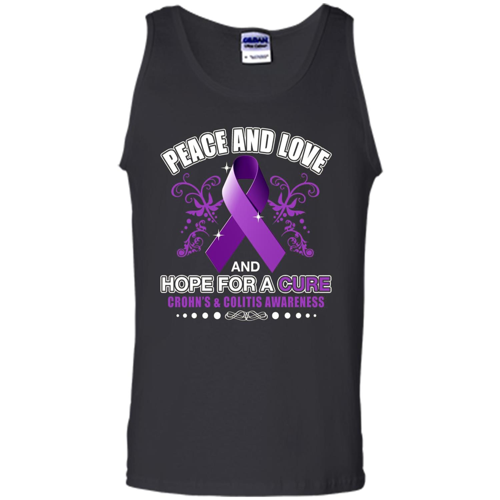 Peace And Love And Hope For A Cure Crohn's and Colitis Awareness T-shirt Black