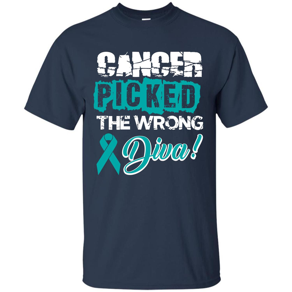 Cancer Awareness T-shirt Cancer Picked The Wrong Diva T-shirt Navy