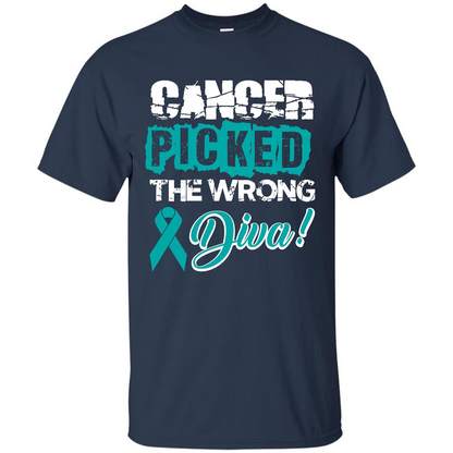 Cancer Awareness T-shirt Cancer Picked The Wrong Diva T-shirt Navy