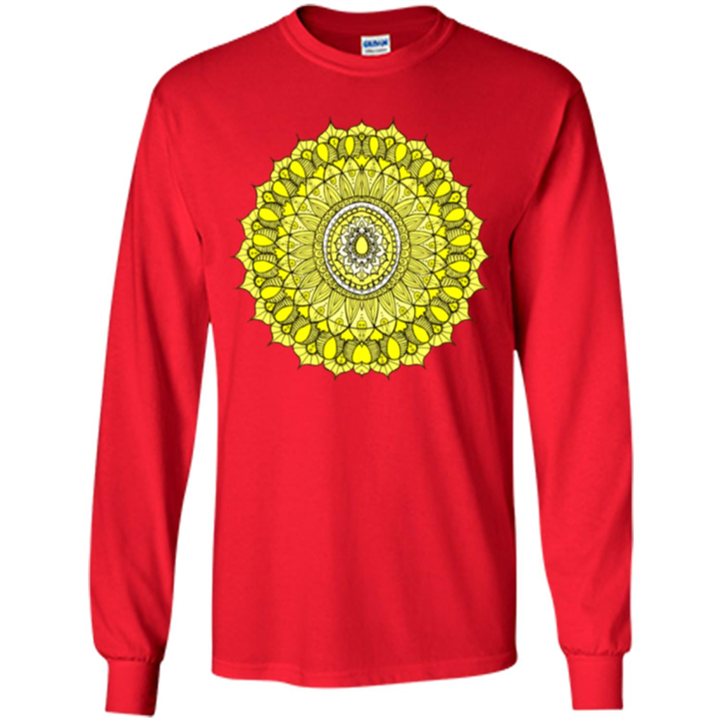 Yellow Sunshine Mandala T-shirt Red