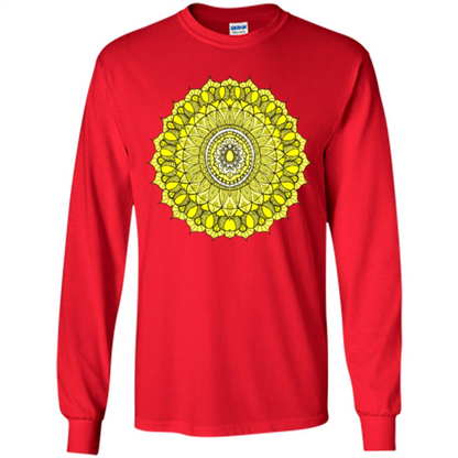 Yellow Sunshine Mandala T-shirt Red