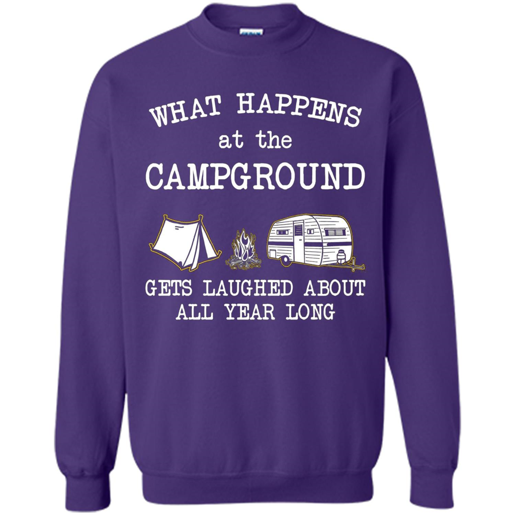 Camping T-shirt What Happens At The Campground Gets Laughed T-shirt Orange