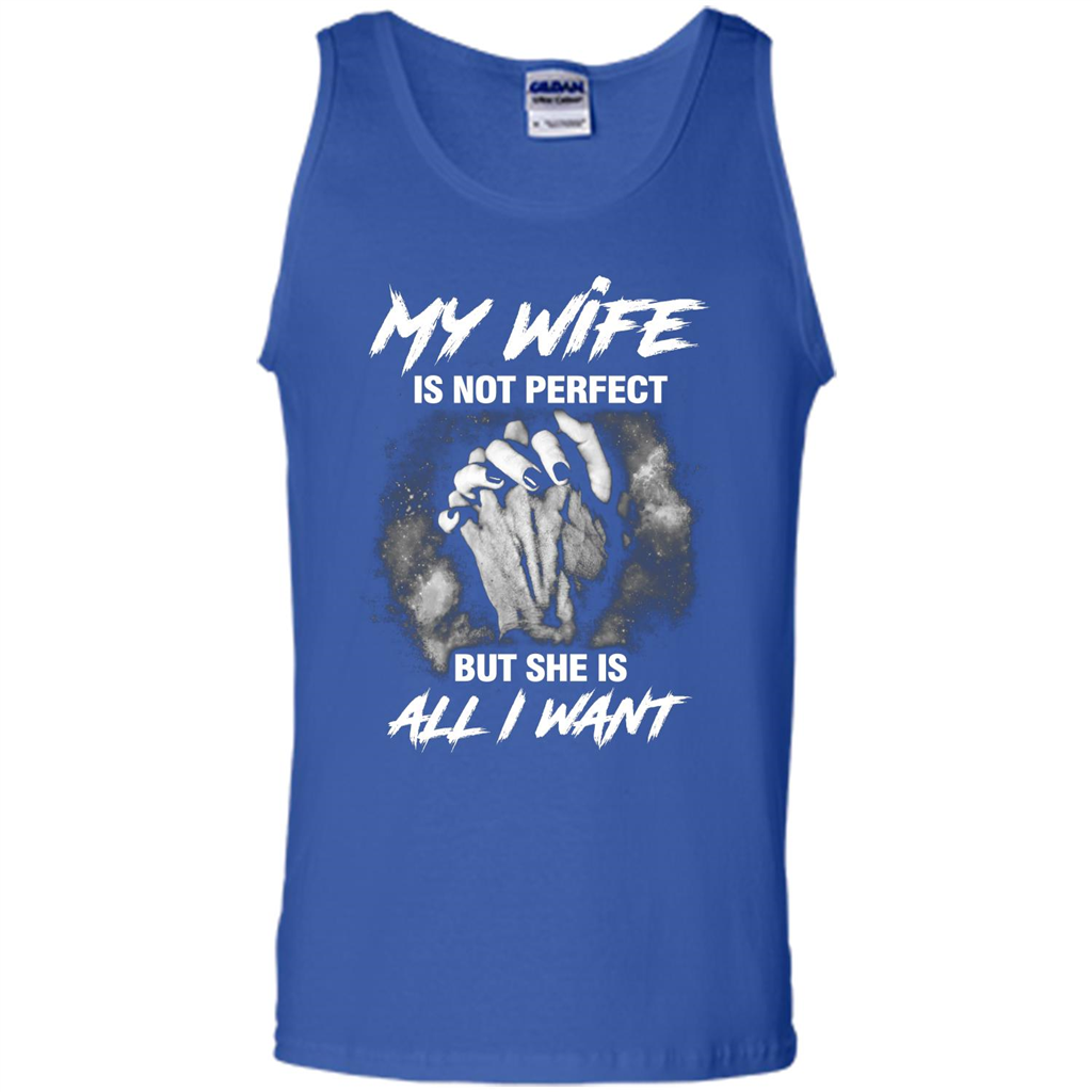 Husband T-shirt My Wife Is Not Perfect But She Is All I Need Royal