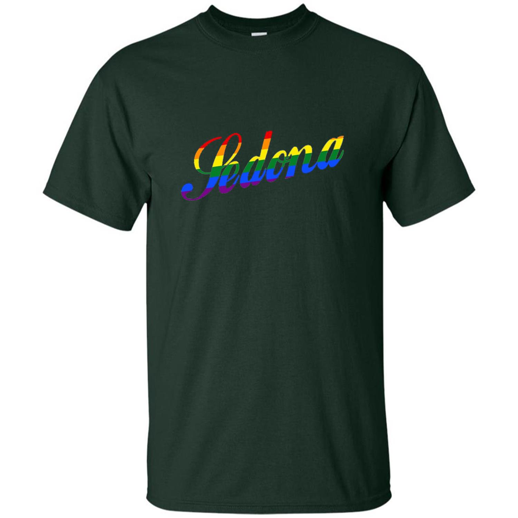 Sedona AZ Arizona LGBTQ Rainbow Flag T-shirt Forest Green