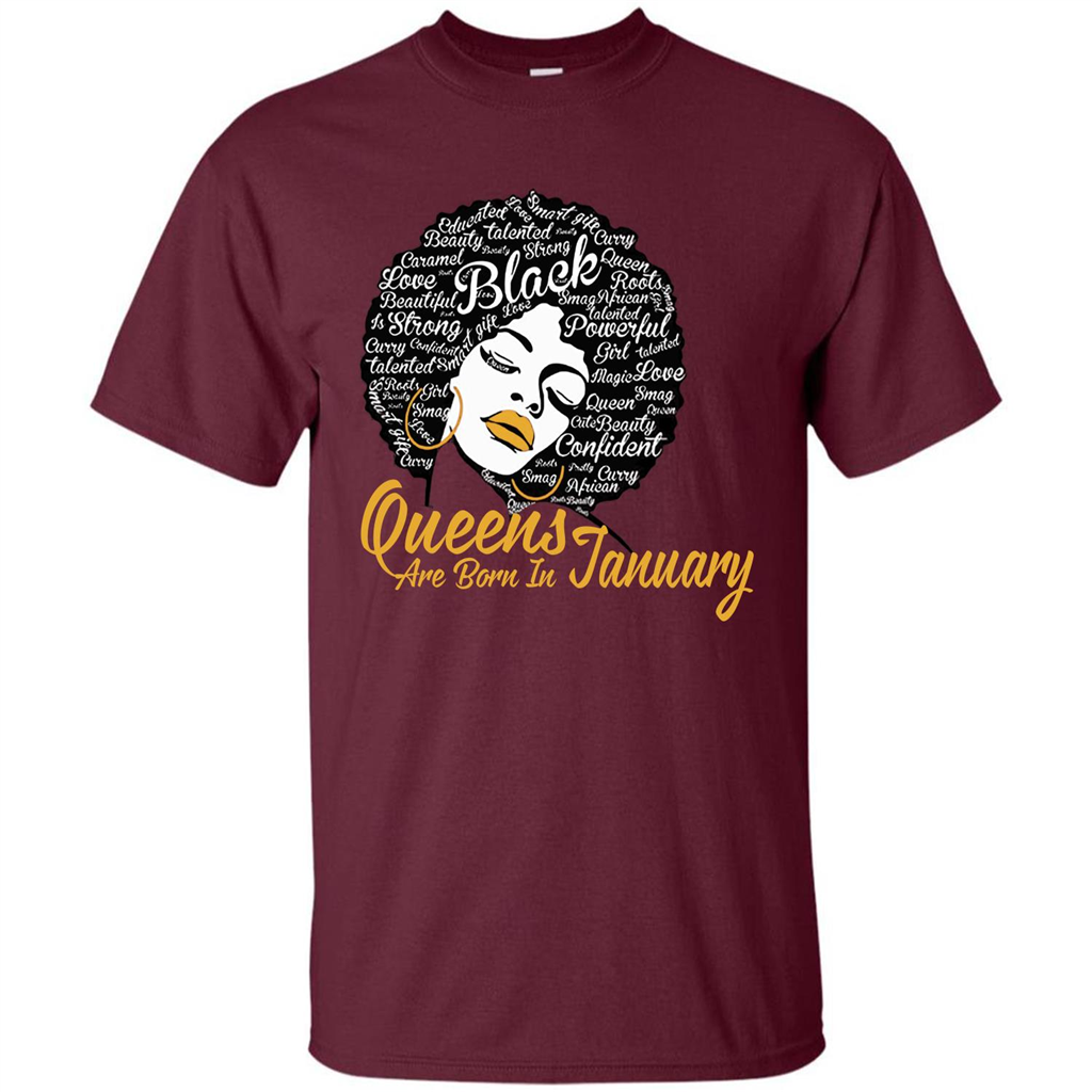 Queen Are Born In January T-shirt Maroon