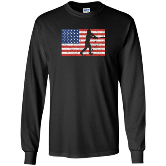 Funny Baseball Player American Flag T-shirt Black