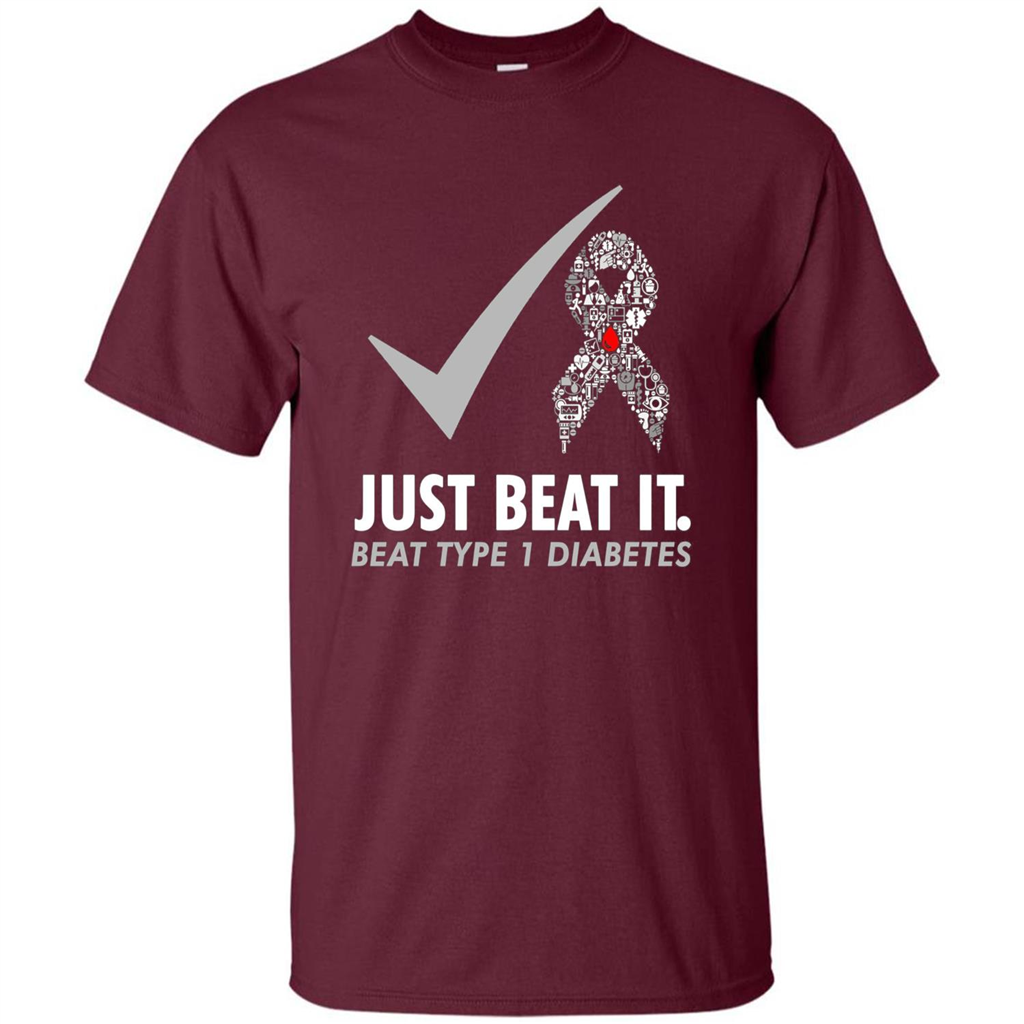 Just Beat It T-shirt Beat Type 1 Diabetes Maroon