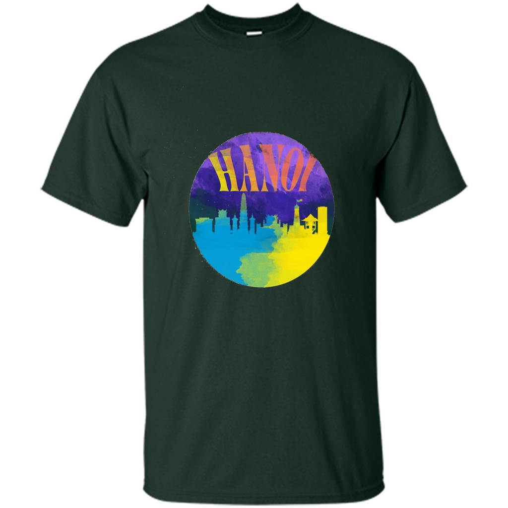Love Vietnam T-shirt Hanoi Skyline Horizon Sunset Forest Green