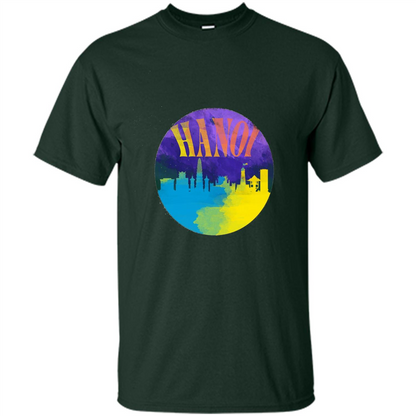 Love Vietnam T-shirt Hanoi Skyline Horizon Sunset Forest Green