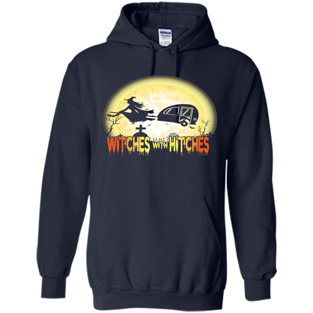 Witches With Hitches Camping Funny T-shirt Halloween T-shirt Navy