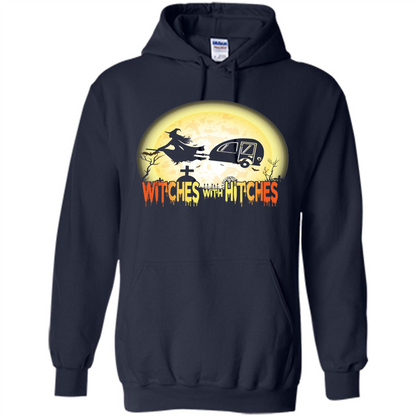 Witches With Hitches Camping Funny T-shirt Halloween T-shirt Navy