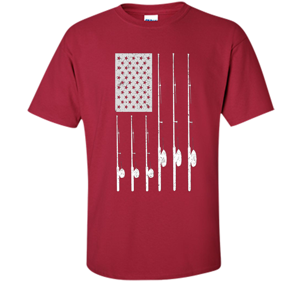 Patriotic Fishing T-Shirt with American USA Flag Great Gift shirt Cardinal