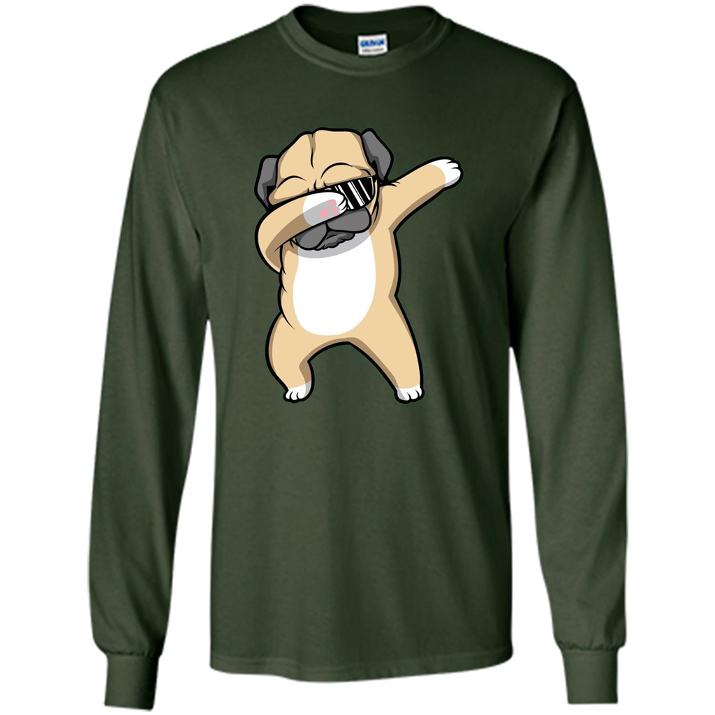 Dabbing Pug T-shirt Funny Cute Dog Dab Dance T-Shirt Forest Green