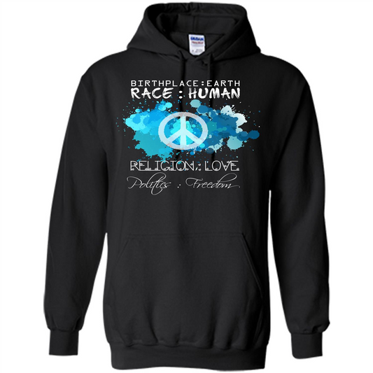 Birthplace Earth Race Human Religion Love T-shirt Black