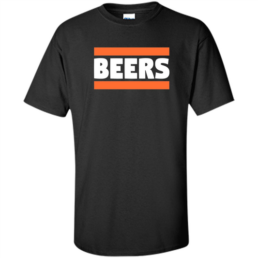 Funny Football T-shirt Chicago BEERS Blue and Orange Black
