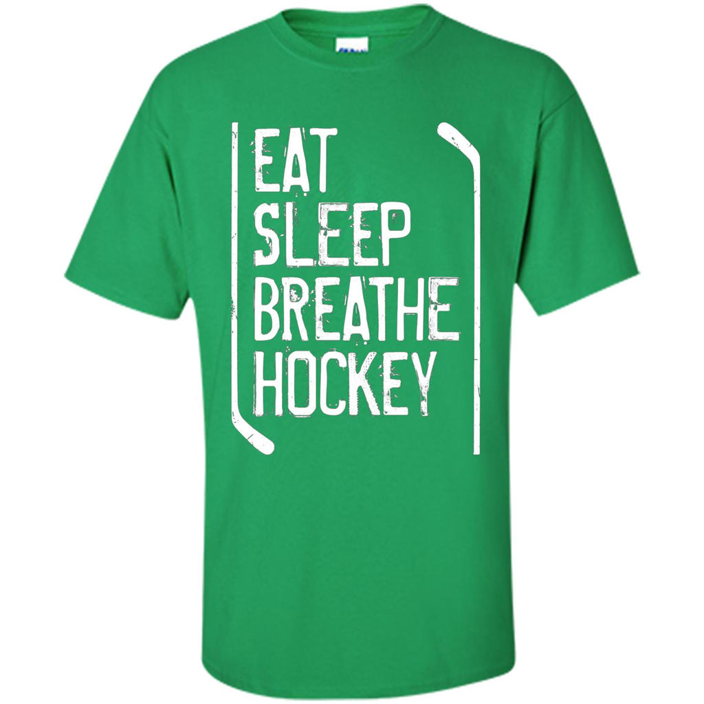 Funny Hockey T-shirt Eat Sleep Breathe Hockey T-Shirt Irish Green