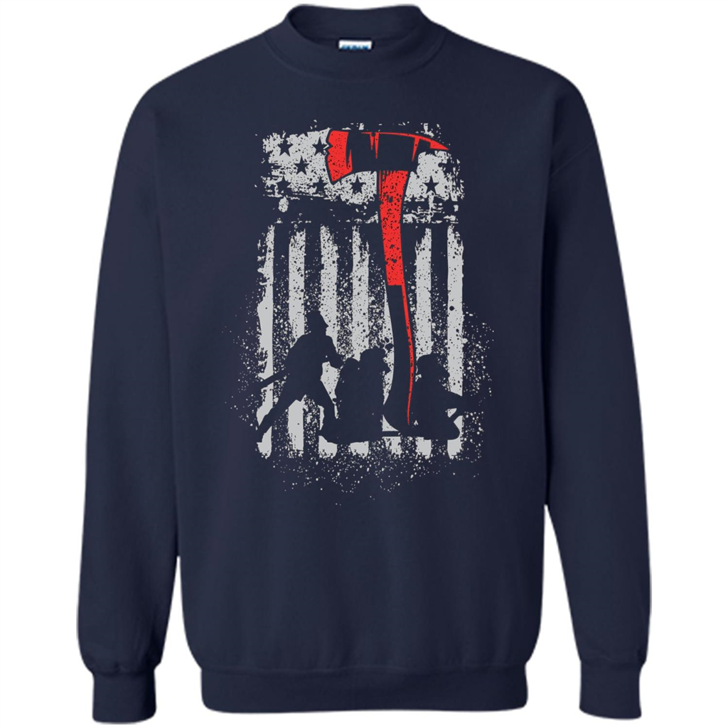 Firefighter With US Flag T-shirt Navy