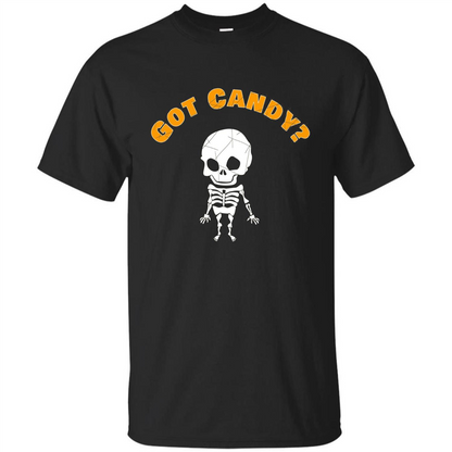 Cute Skeleton Asking For Candy Halloween T-shirt Black