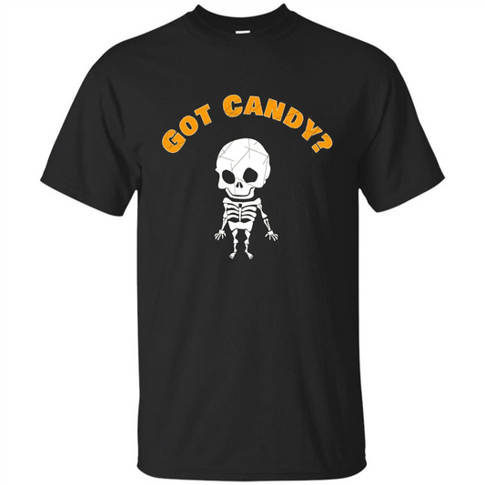 Cute Skeleton Asking For Candy Halloween T-shirt Black