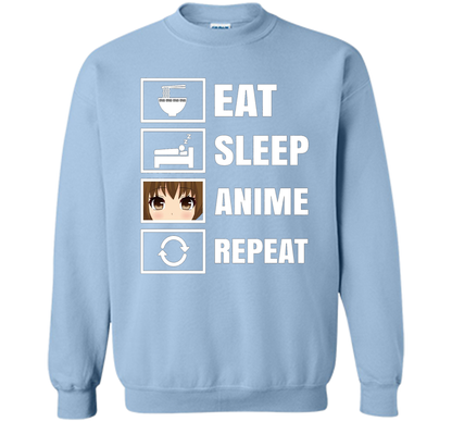 Eat Sleep Anime Repeart T-Shirt Funny Anime Geek cool shirt