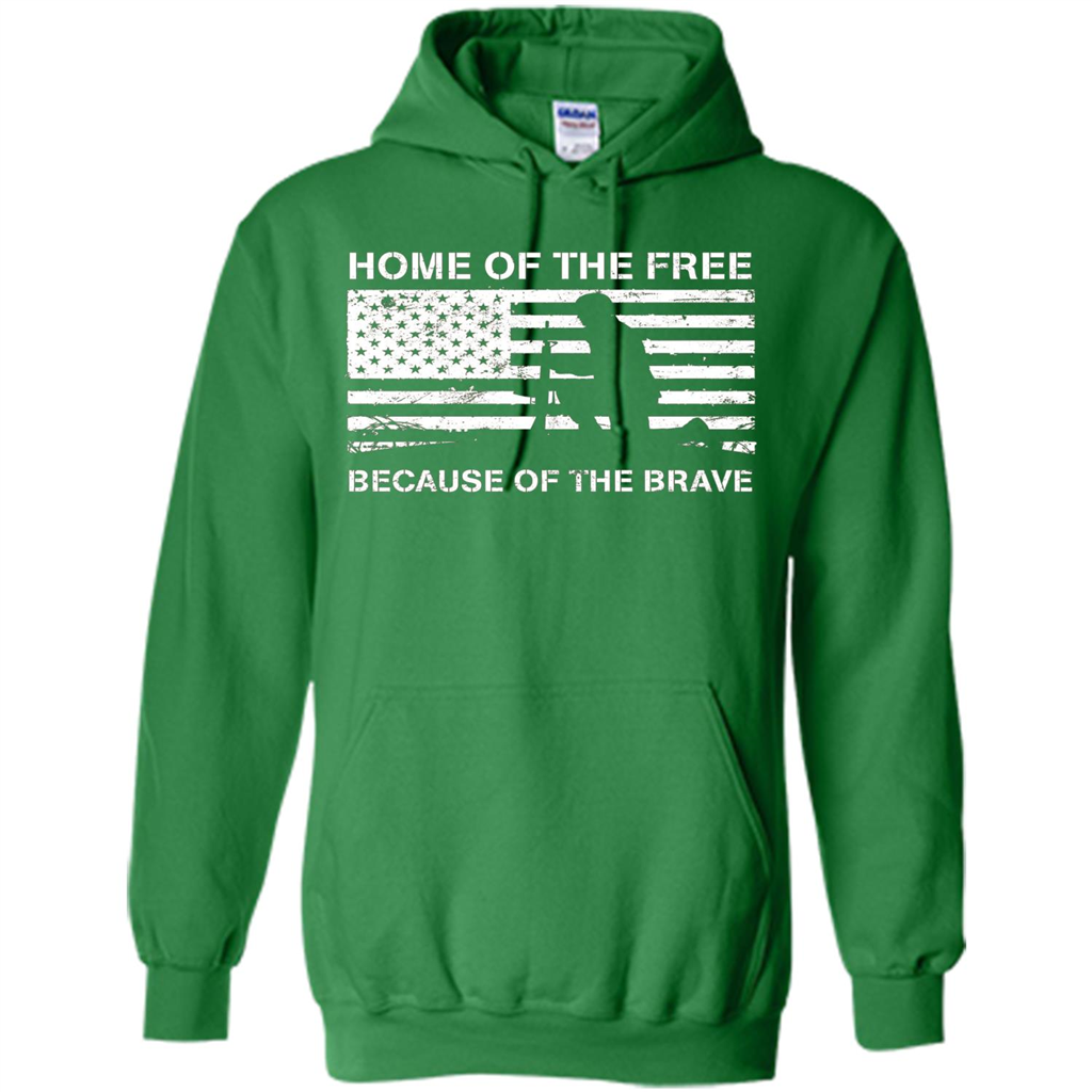 Military T-shirt Home Of The Free Because Of The Brave Irish Green