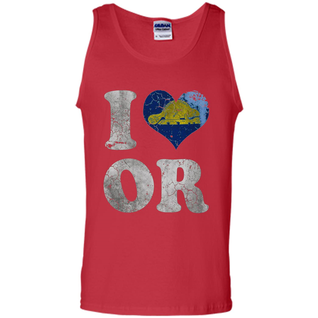I Love Oregon T-shirt American States T-shirt Red