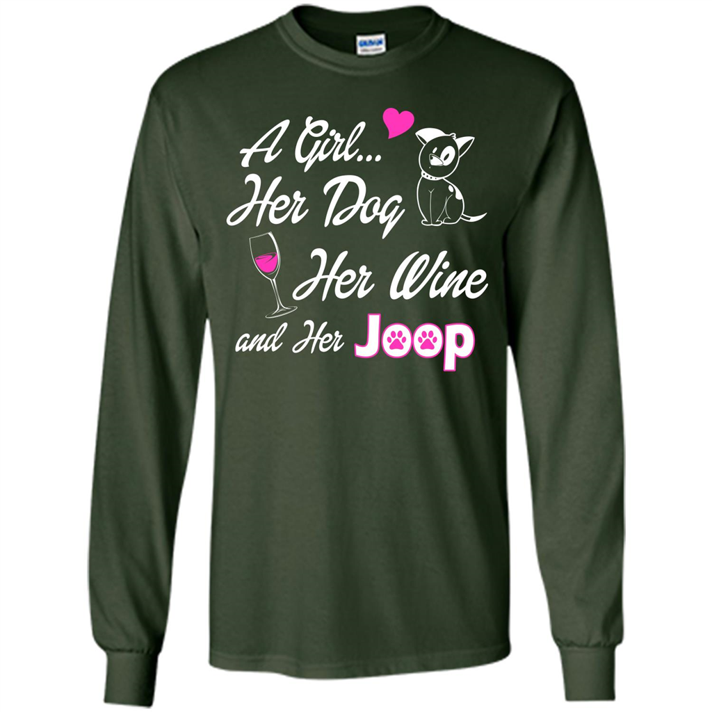 Dog T-shirt A Girl Her Dog Her Wine And Her Joop T-shirt Forest Green