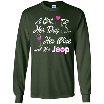 Dog T-shirt A Girl Her Dog Her Wine And Her Joop T-shirt Forest Green