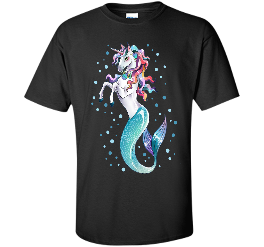 Unicorn Mermaid Mermicorn Cute T-Shirt Gifts for Girls kids cool shirt Black