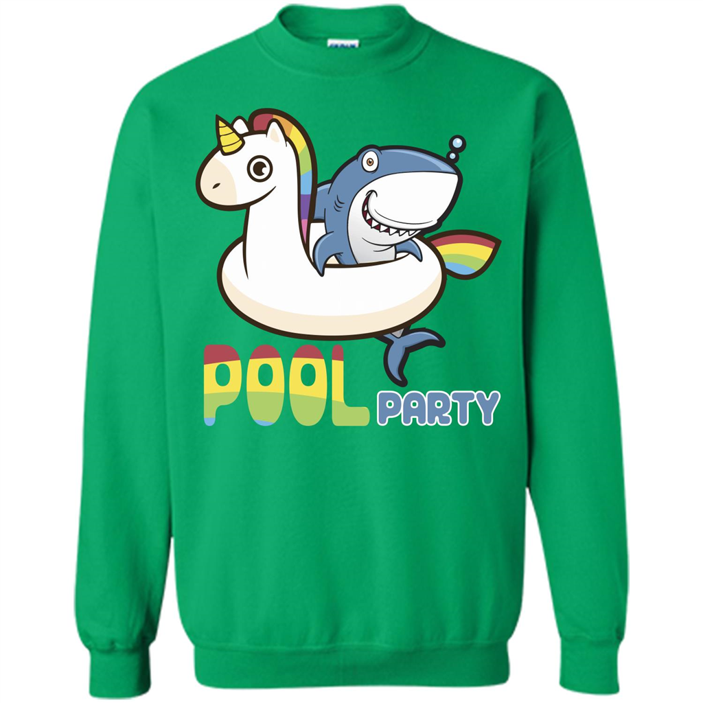 Pool Party T-shirt Unicorn Float Funny Shark Irish Green