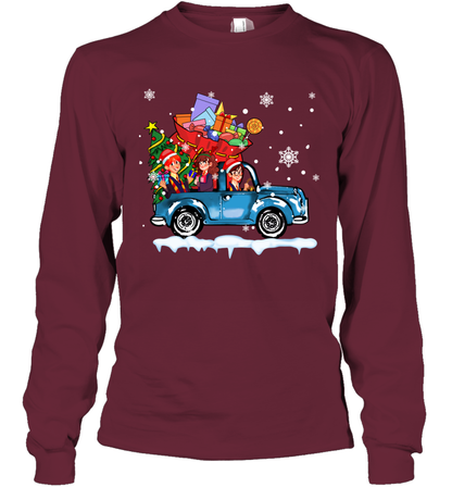 Harry Potter On The Car Merry Christmas Long Sleeve T-Shirt Long Sleeve T-Shirt Maroon