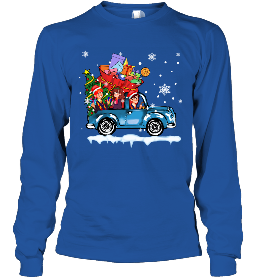 Harry Potter On The Car Merry Christmas Long Sleeve T-Shirt Long Sleeve T-Shirt Royal